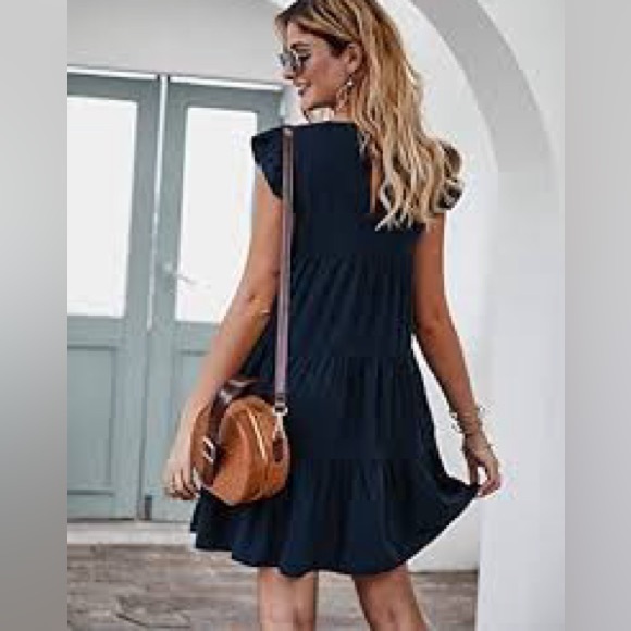 Kirundo Babydoll Ruffle Sleeve Black Dress Size L - Picture 6 of 8
